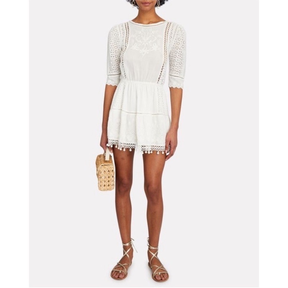 LoveShackFancy Novalie Floral Eyelet Lace Mini Dress Size Medium NEW